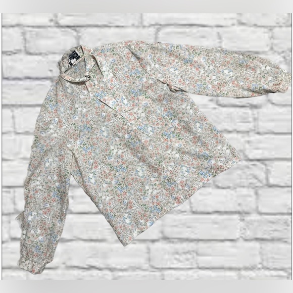 Vintage New Attitude Floral Button Down Shirt Pastel Tie Neck Size 18 Women’s - Picture 2 of 10